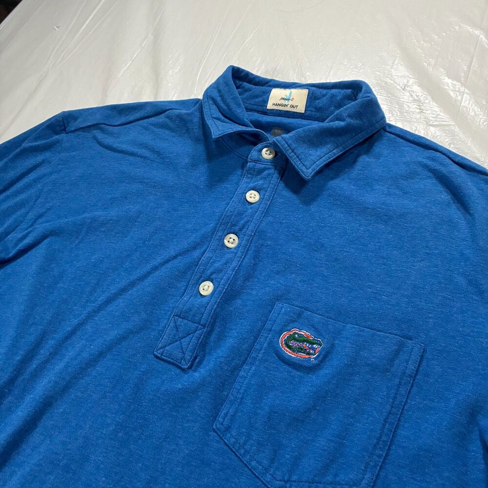Florida Gators Polo Shirt Mens Med Johnnie O Blue UF Hangin Out Cotton Stretch